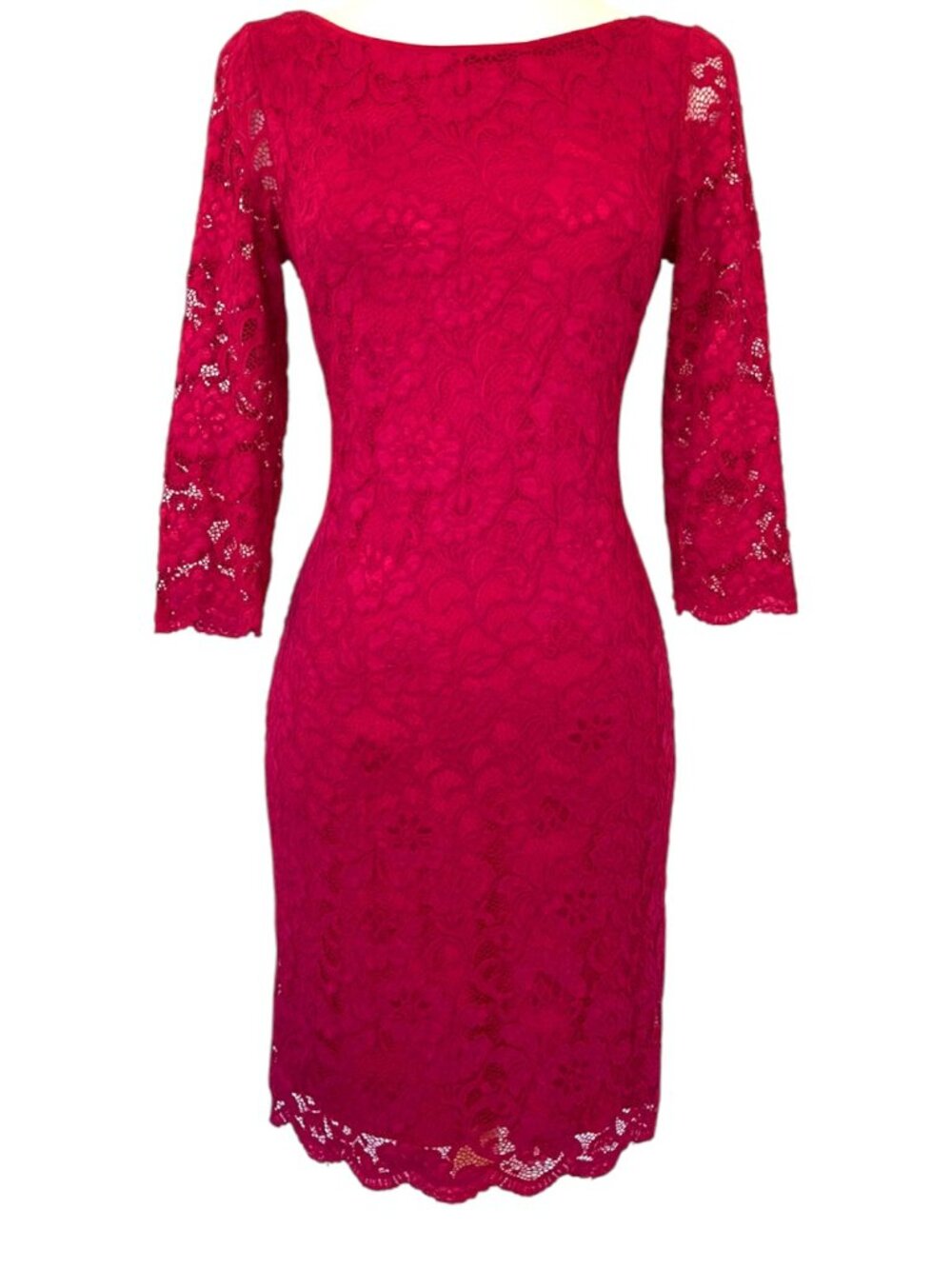 White House Black Market 3Q Pink Thrill Lace Stretch‎ Dress